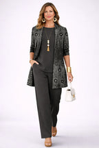 Conjunto de tres piezas negro con chaqueta de cachemir - Foto 2