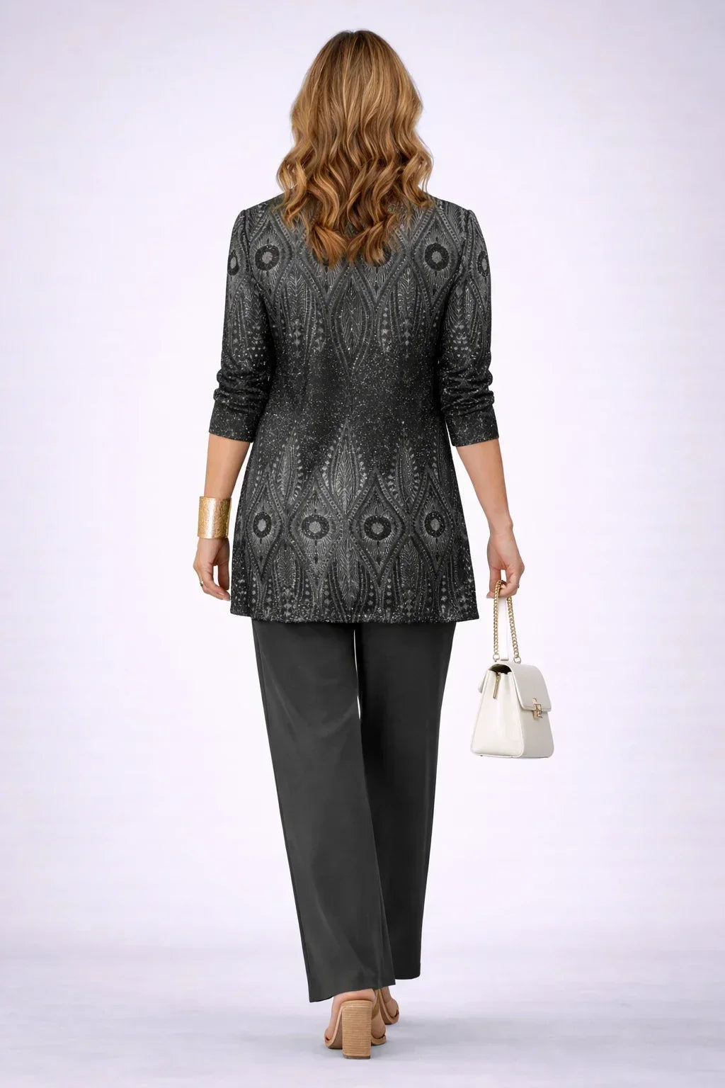 Conjunto de tres piezas negro con chaqueta de cachemir - Foto 3