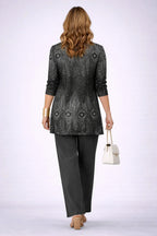 Conjunto de tres piezas negro con chaqueta de cachemir - Foto 3