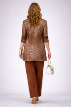 Conjunto de tres piezas teja con chaqueta de cachemir - Foto 2