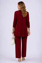Conjunto de tres piezas burdeos con top de estampado floral - Foto 2