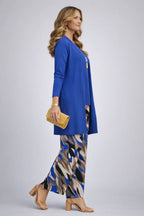 Conjunto de tres piezas azul cobalto con pantalón ancho - Foto 2