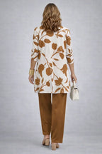 Conjunto de tres piezas caramelo con estampado de hojas - Foto 2