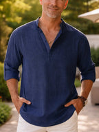 Camisa de algodón con cuello mao y silueta relajada – Jairo - Foto 10