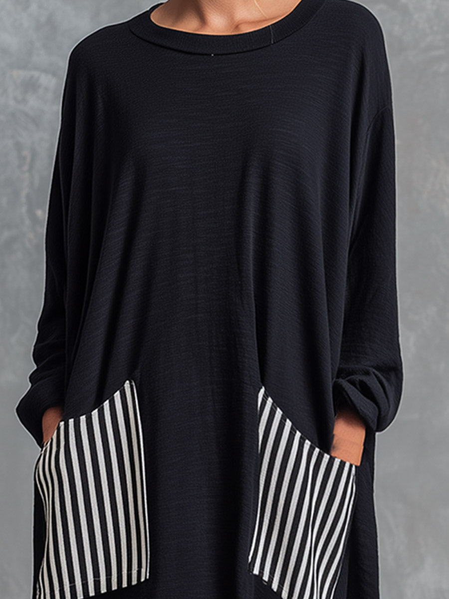 Vestido largo oversize de algodón negro para mujer - Foto 6