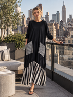 Vestido largo oversize de algodón negro para mujer - Foto 3