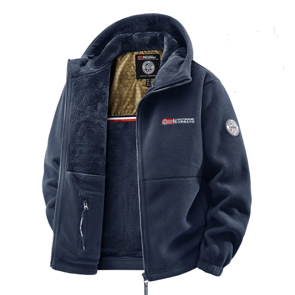 Chaqueta con forro polar y capucha para hombre, cálida - Foto 2