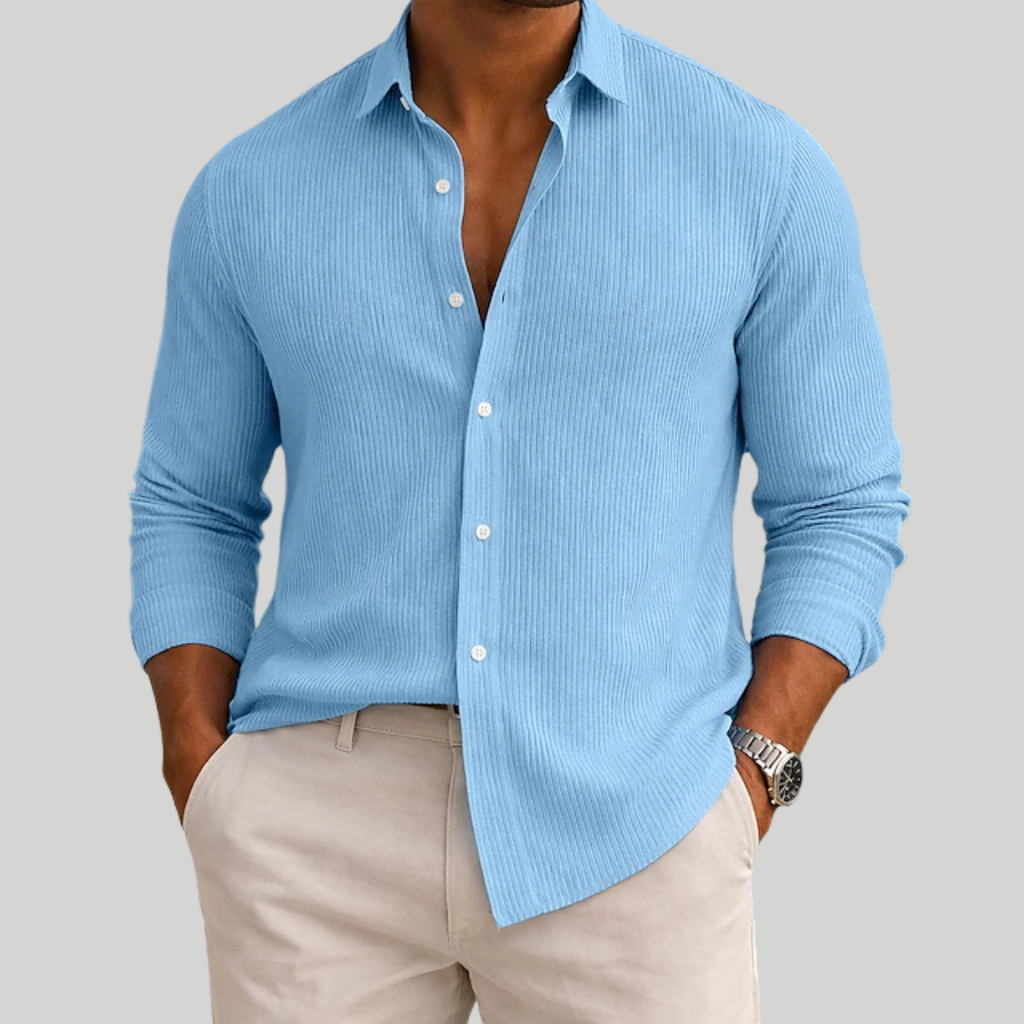 Camisa de canalé con botones y cuello abierto – Chico - Foto 3