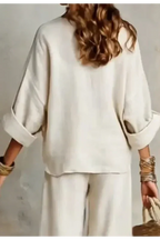 Conjunto de blusa con escote en V y pantalón ancho – Isabela - Foto 3