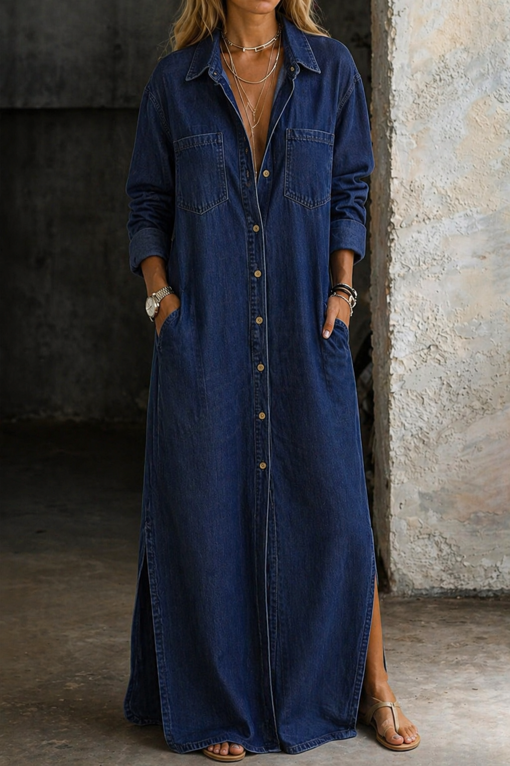 Vestido vaquero camisero para mujer, cómodo y sencillo - Foto 5