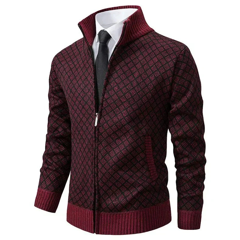 Chaqueta de punto con cremallera para hombre, cuello alto - Foto 4