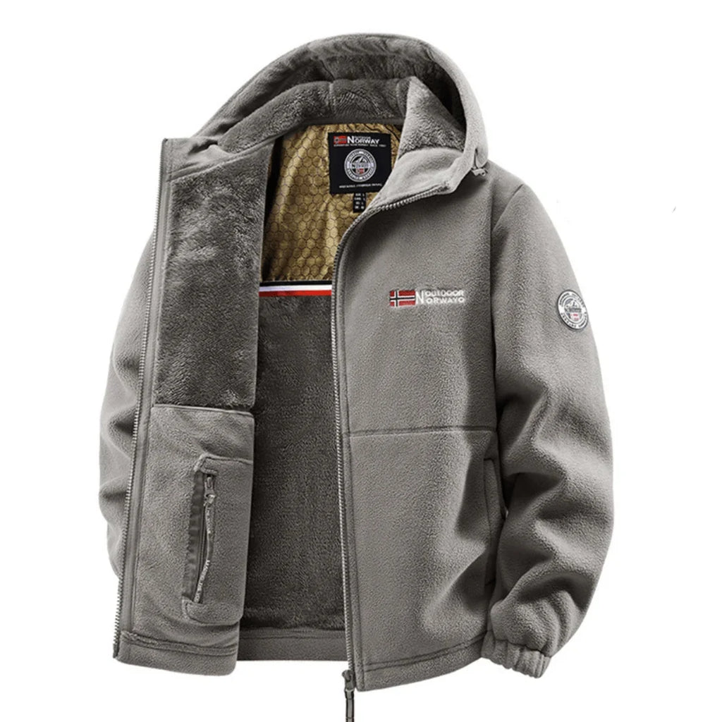 Chaqueta con forro polar y capucha para hombre, cálida - Foto 4