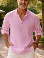 Camisa de algodón con cuello mao y silueta relajada – Jairo - Foto 11