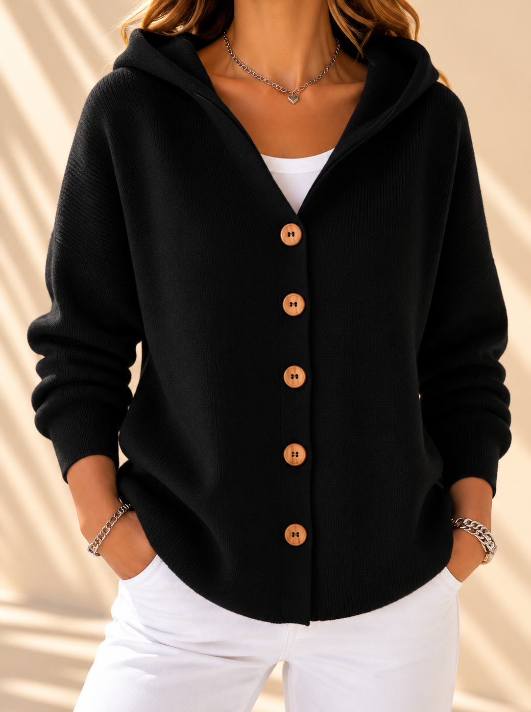 Chaqueta de punto con capucha y botones para entretiempo - Foto 11