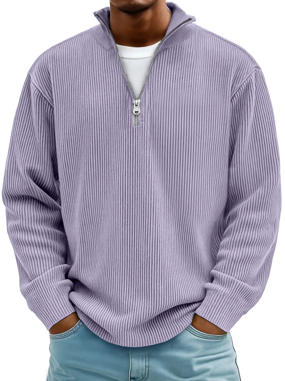 Jersey de canalé con cuello de cremallera – Adrián - Foto 7