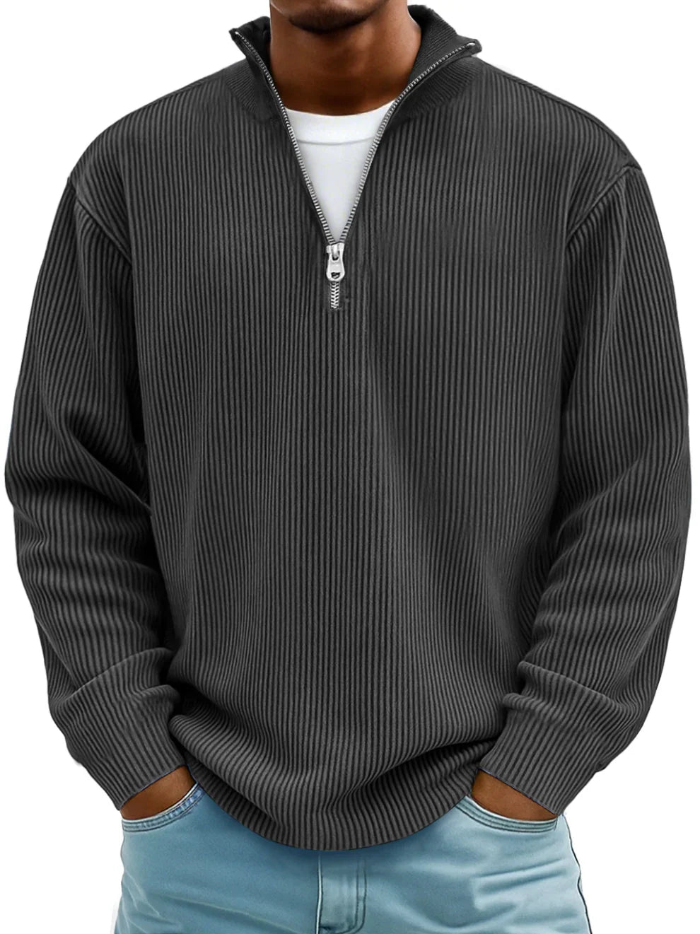 Jersey de canalé con cuello de cremallera – Adrián - Foto 8