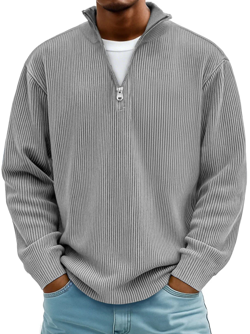 Jersey de canalé con cuello de cremallera – Adrián - Foto 13