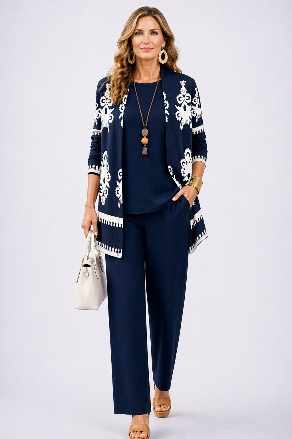 Conjunto de tres piezas mujer con chaqueta estampada - Foto 1