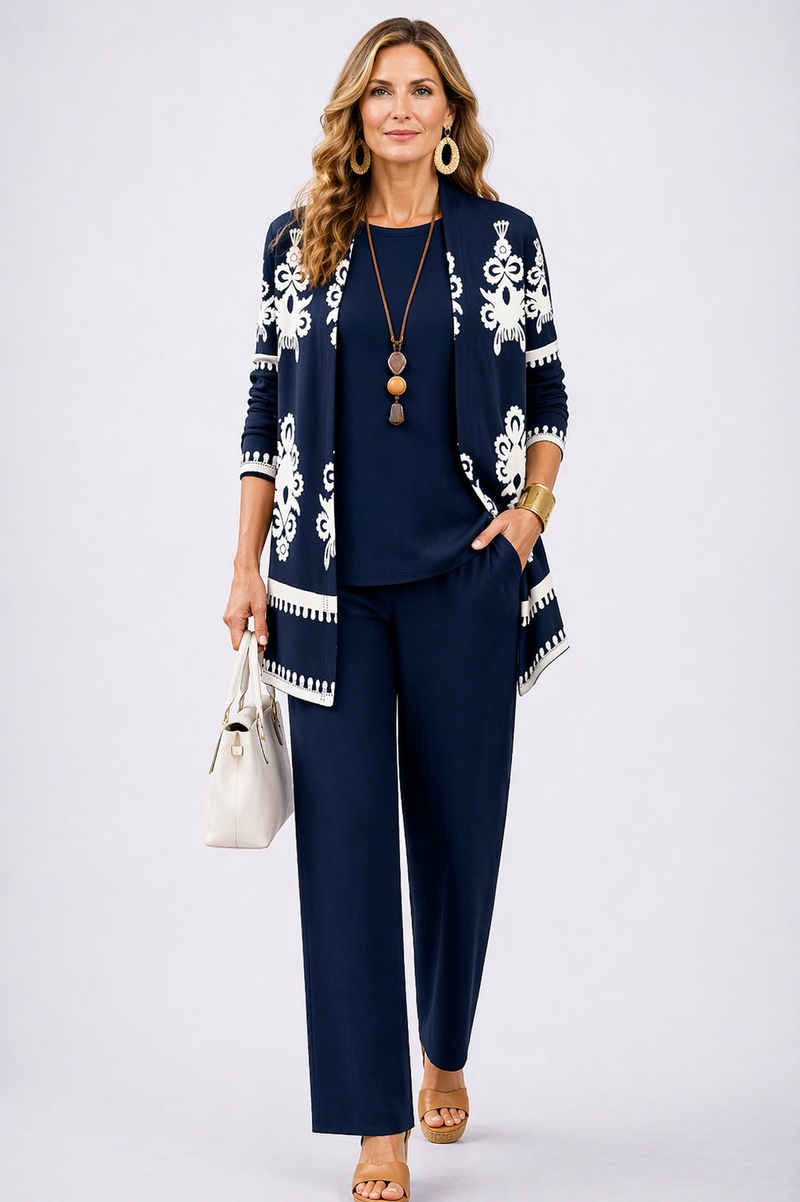 Conjunto de tres piezas mujer con chaqueta estampada - Foto 1