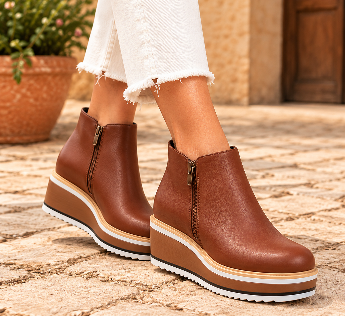 Botines de cuña con cremallera lateral y efecto piel – Ana - Foto 6