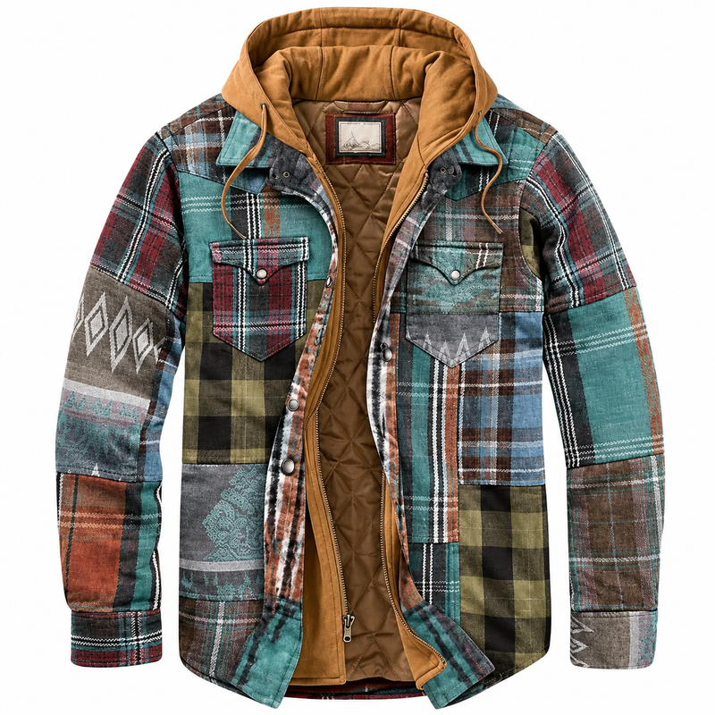 Chaqueta de cuadros cálida para hombre, interior acolchado - Foto 1