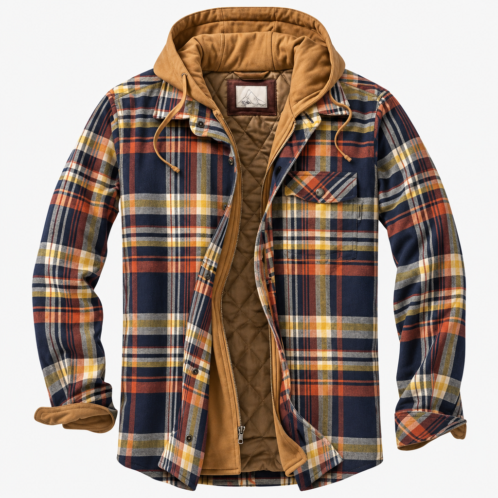 Chaqueta de cuadros cálida para hombre, interior acolchado - Foto 2
