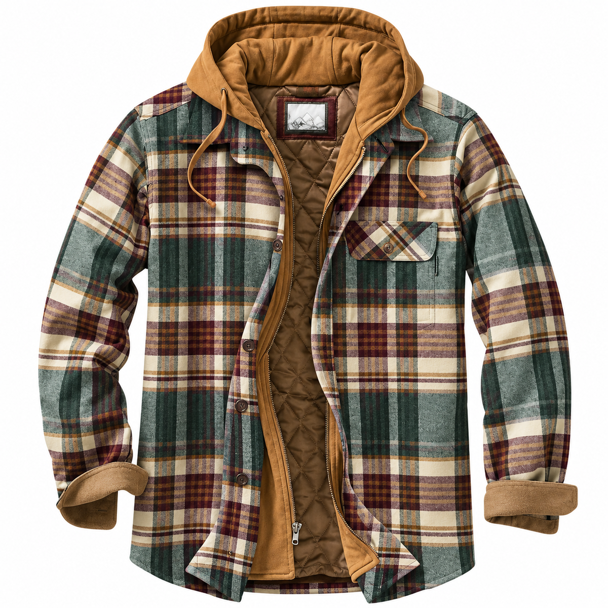 Chaqueta de cuadros cálida para hombre, interior acolchado - Foto 4