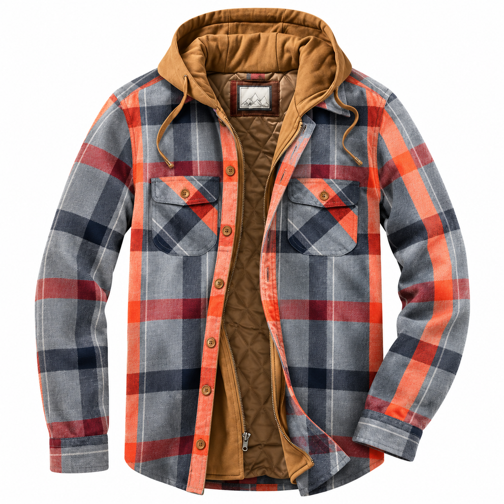 Chaqueta de cuadros cálida para hombre, interior acolchado - Foto 5