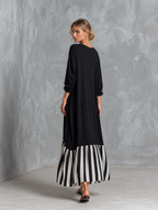 Vestido largo oversize de algodón negro para mujer - Foto 5