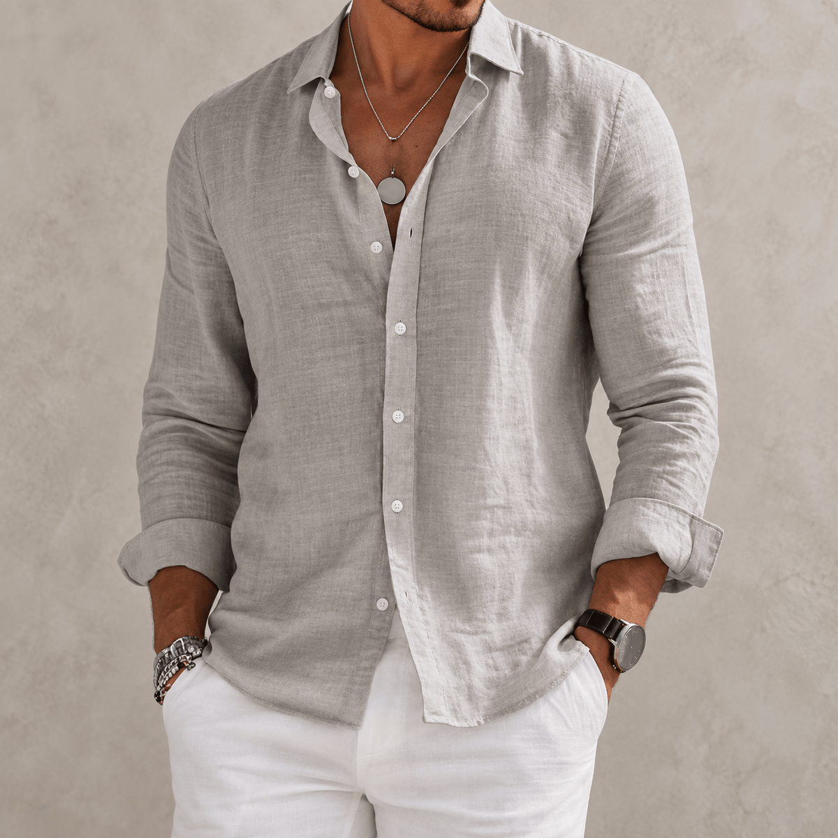 Camisa de mezcla de algodón con corte relajado – Gael - Foto 4