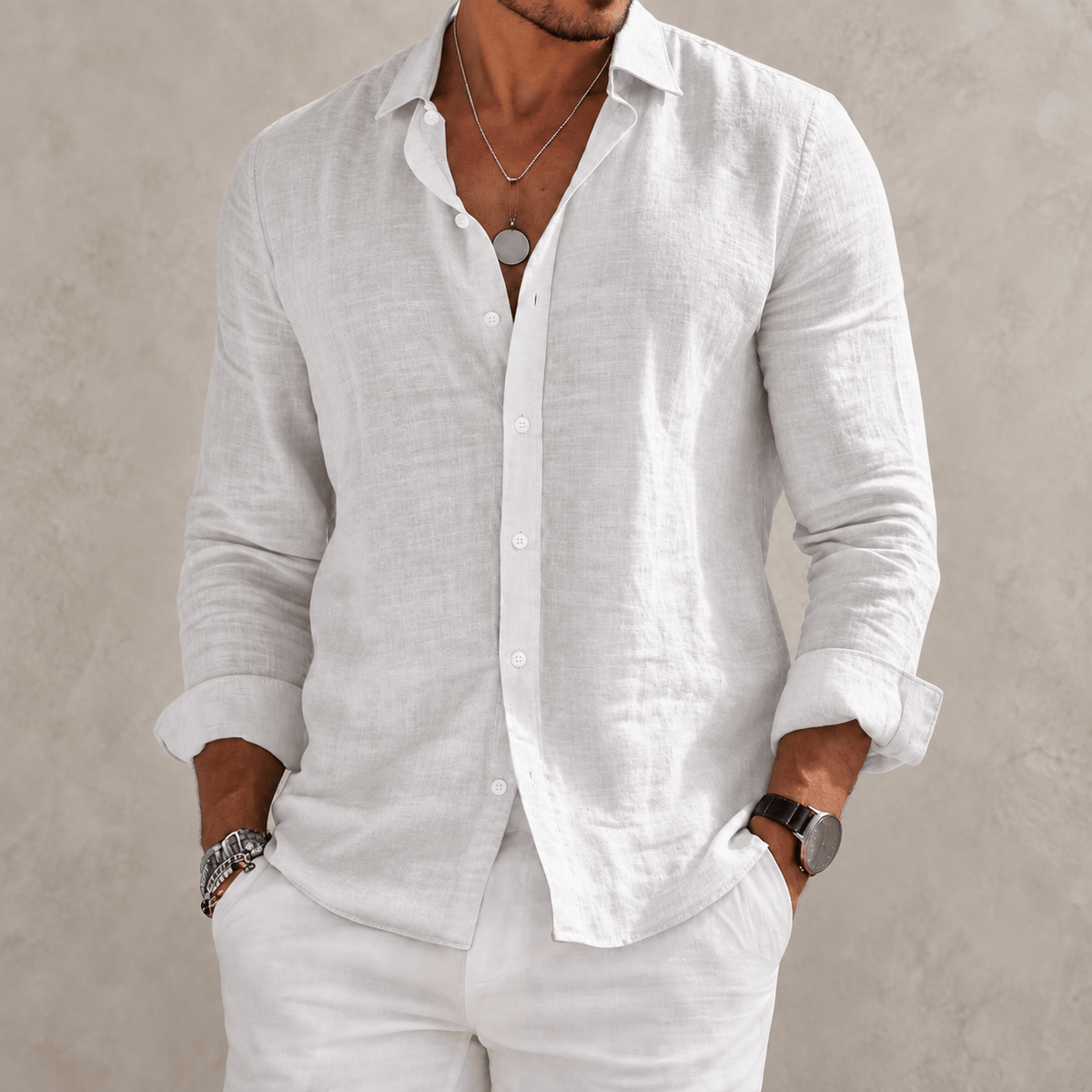 Camisa de mezcla de algodón con corte relajado – Gael - Foto 5