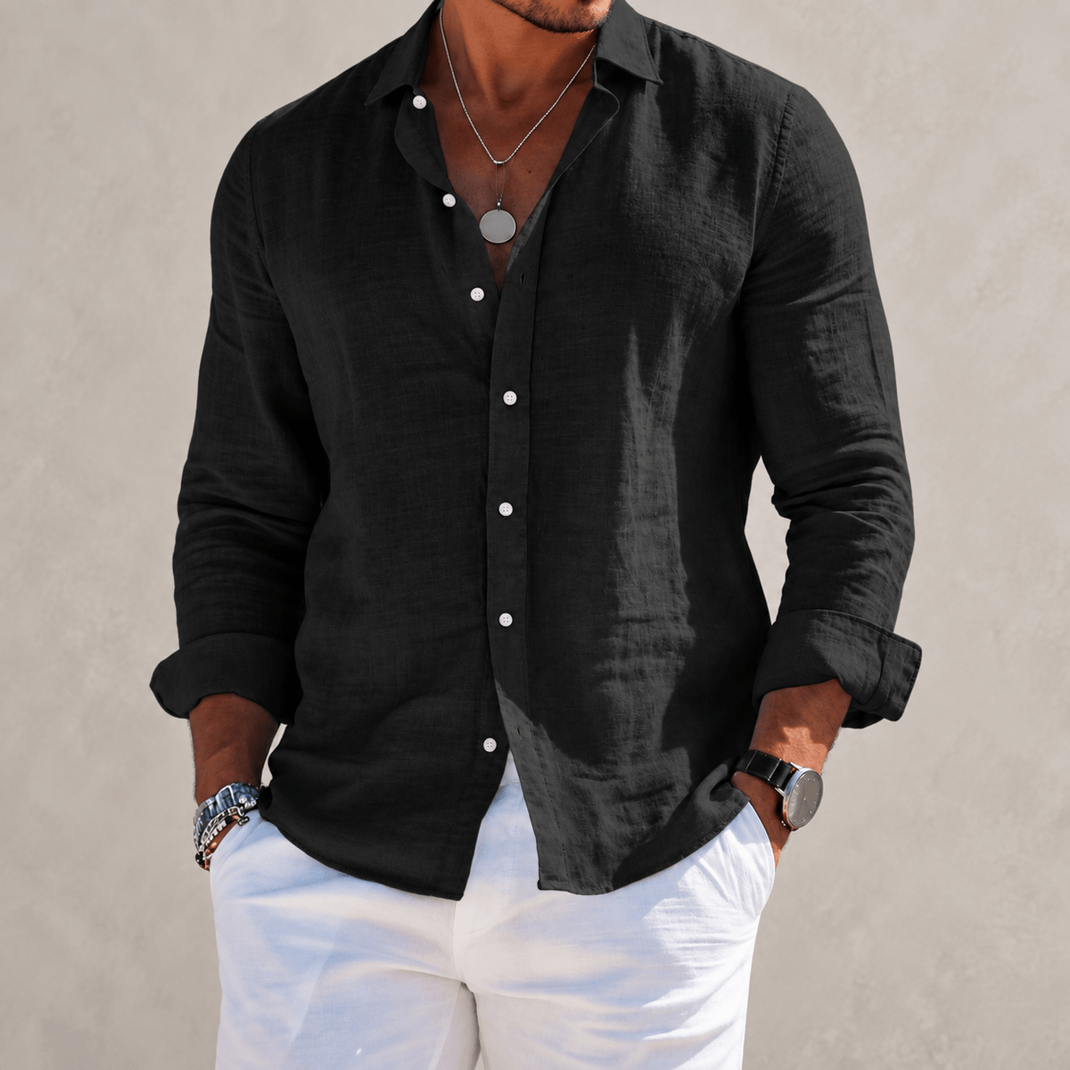 Camisa de mezcla de algodón con corte relajado – Gael - Foto 8