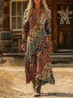Vestido largo estampado de otoño para mujer, fluido y ligero - Foto 1