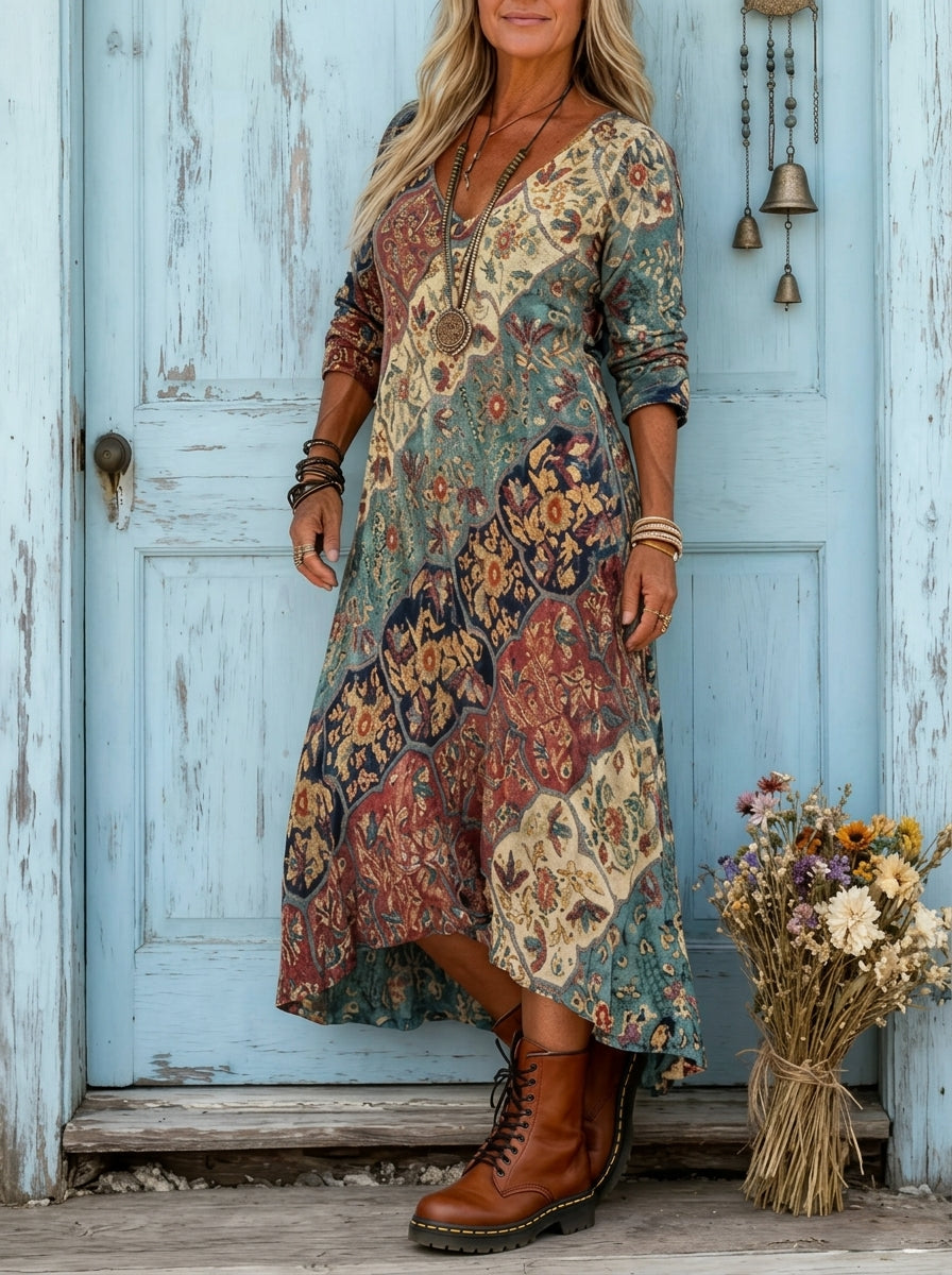 Vestido largo estampado de otoño para mujer, fluido y ligero - Foto 2
