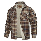 Chaqueta de cuadros con forro polar para hombre, cálida - Foto 8