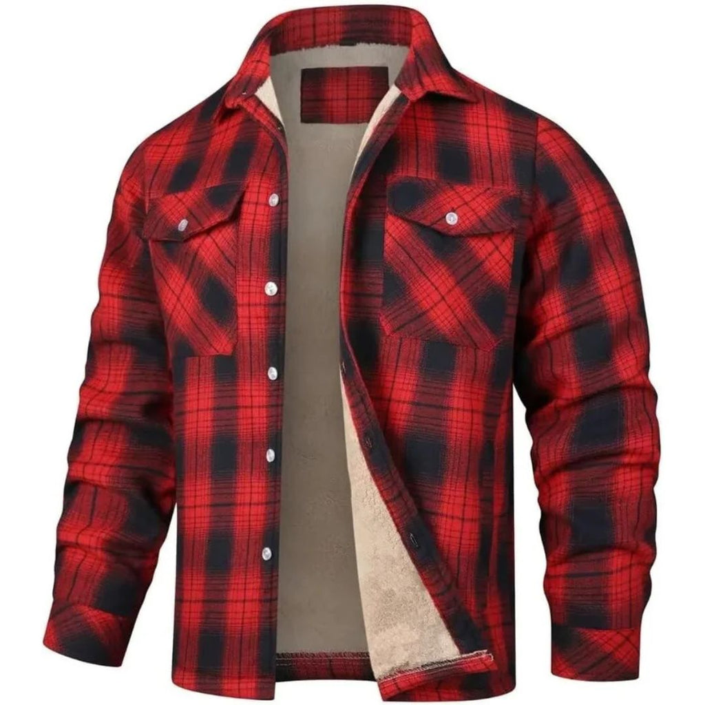 Chaqueta de cuadros con forro polar para hombre, cálida - Foto 7