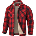 Chaqueta de cuadros con forro polar para hombre, cálida - Foto 7
