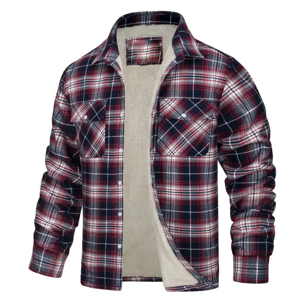 Chaqueta de cuadros con forro polar para hombre, cálida - Foto 5