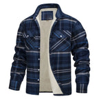 Chaqueta de cuadros con forro polar para hombre, cálida - Foto 6