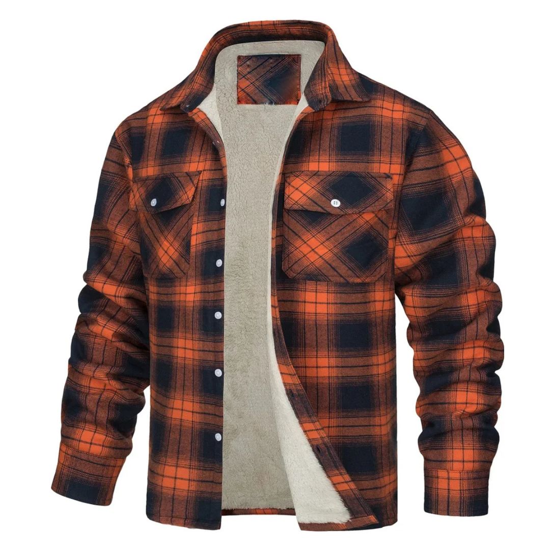 Chaqueta de cuadros con forro polar para hombre, cálida - Foto 4