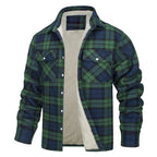 Chaqueta de cuadros con forro polar para hombre, cálida - Foto 3