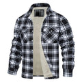 Chaqueta de cuadros con forro polar para hombre, cálida - Foto 1