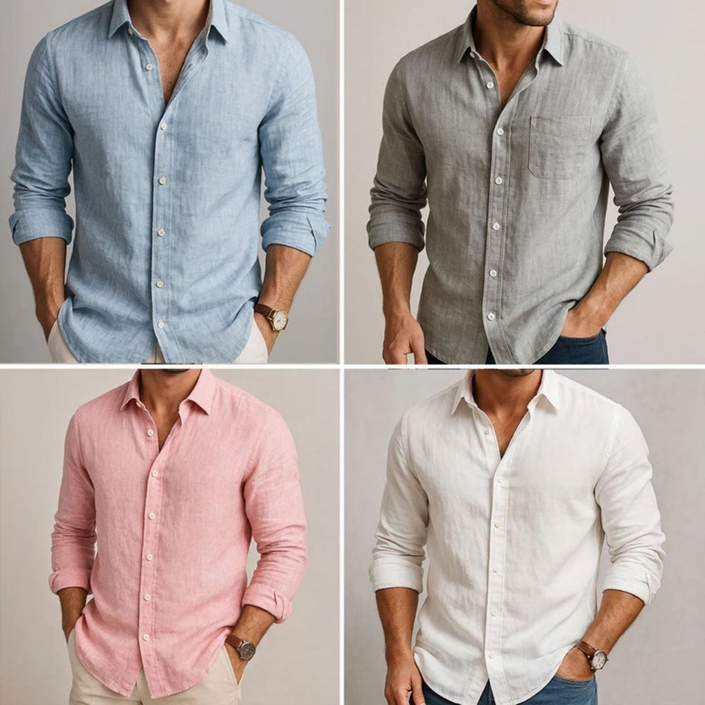 Camisa de algodón y lino para hombre, ligera y transpirable - Foto 5
