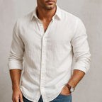 Camisa de algodón y lino para hombre, ligera y transpirable - Foto 4