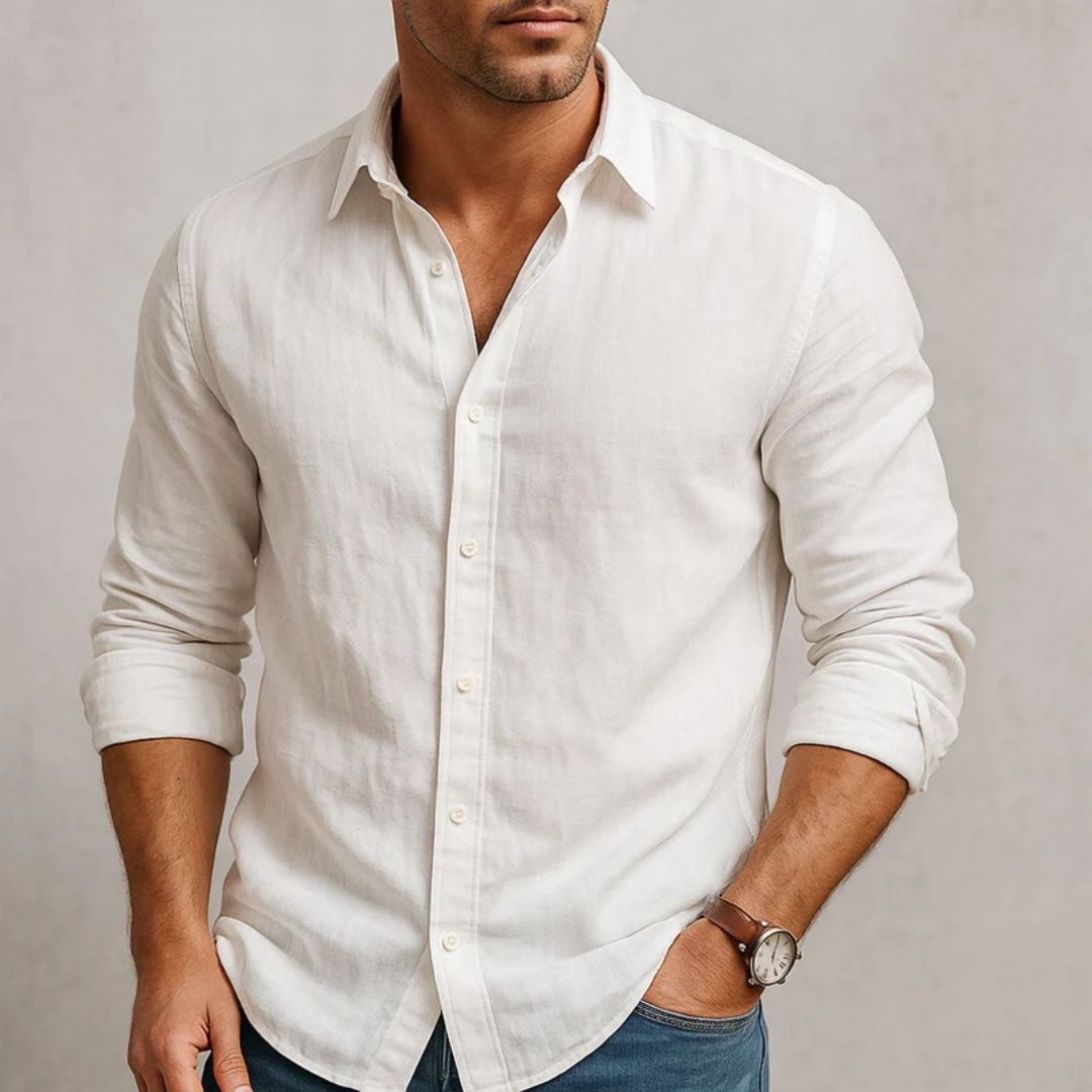 Camisa de algodón y lino para hombre, ligera y transpirable - Foto 4