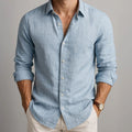 Camisa de algodón y lino para hombre, ligera y transpirable - Foto 1
