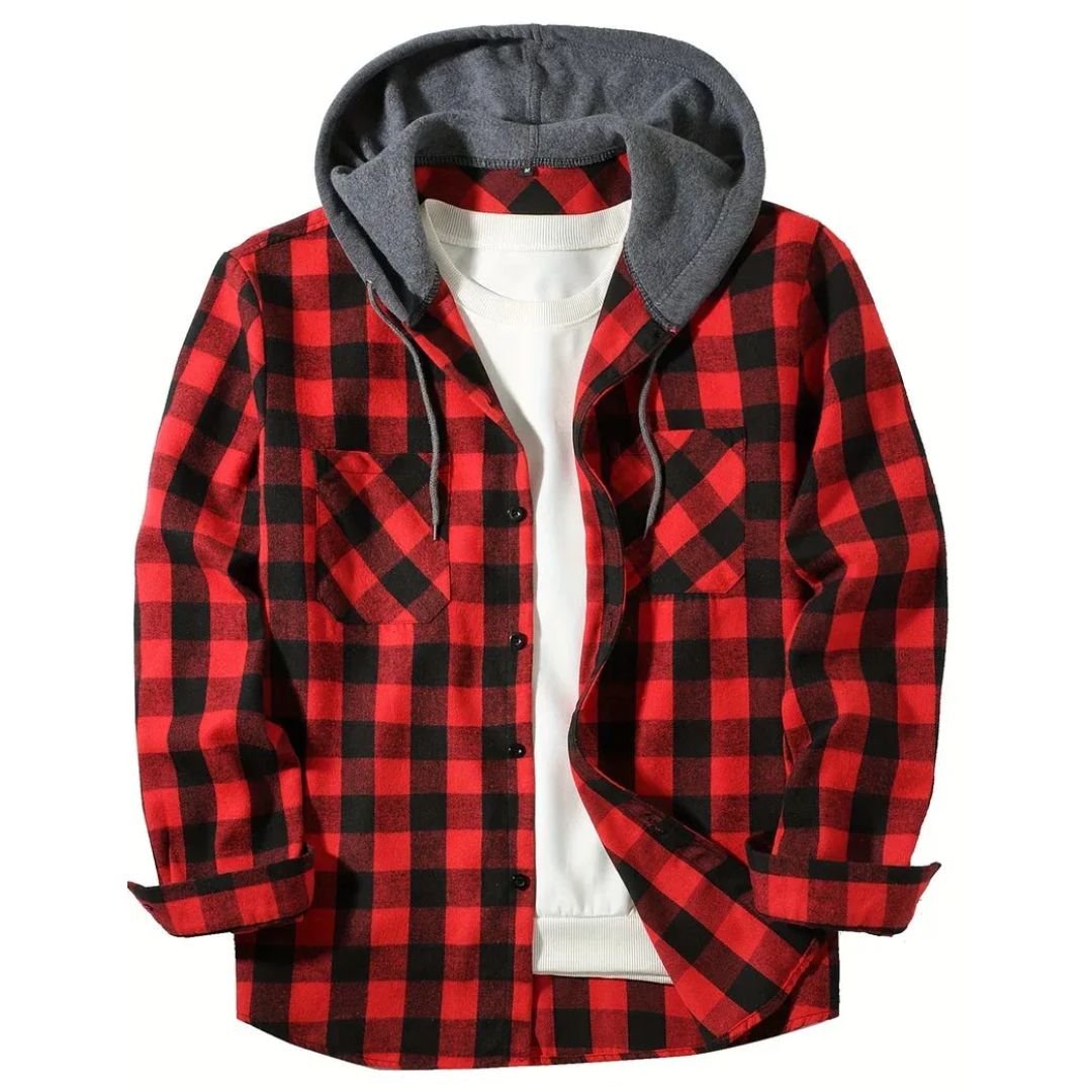 Chaqueta de cuadros con capucha para hombre, estilo casual - Foto 2