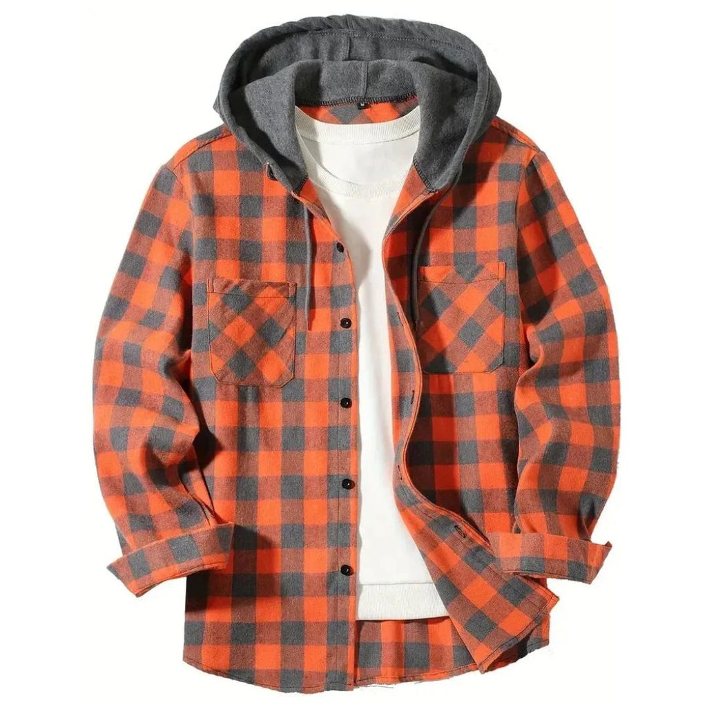 Chaqueta de cuadros con capucha para hombre, estilo casual - Foto 7