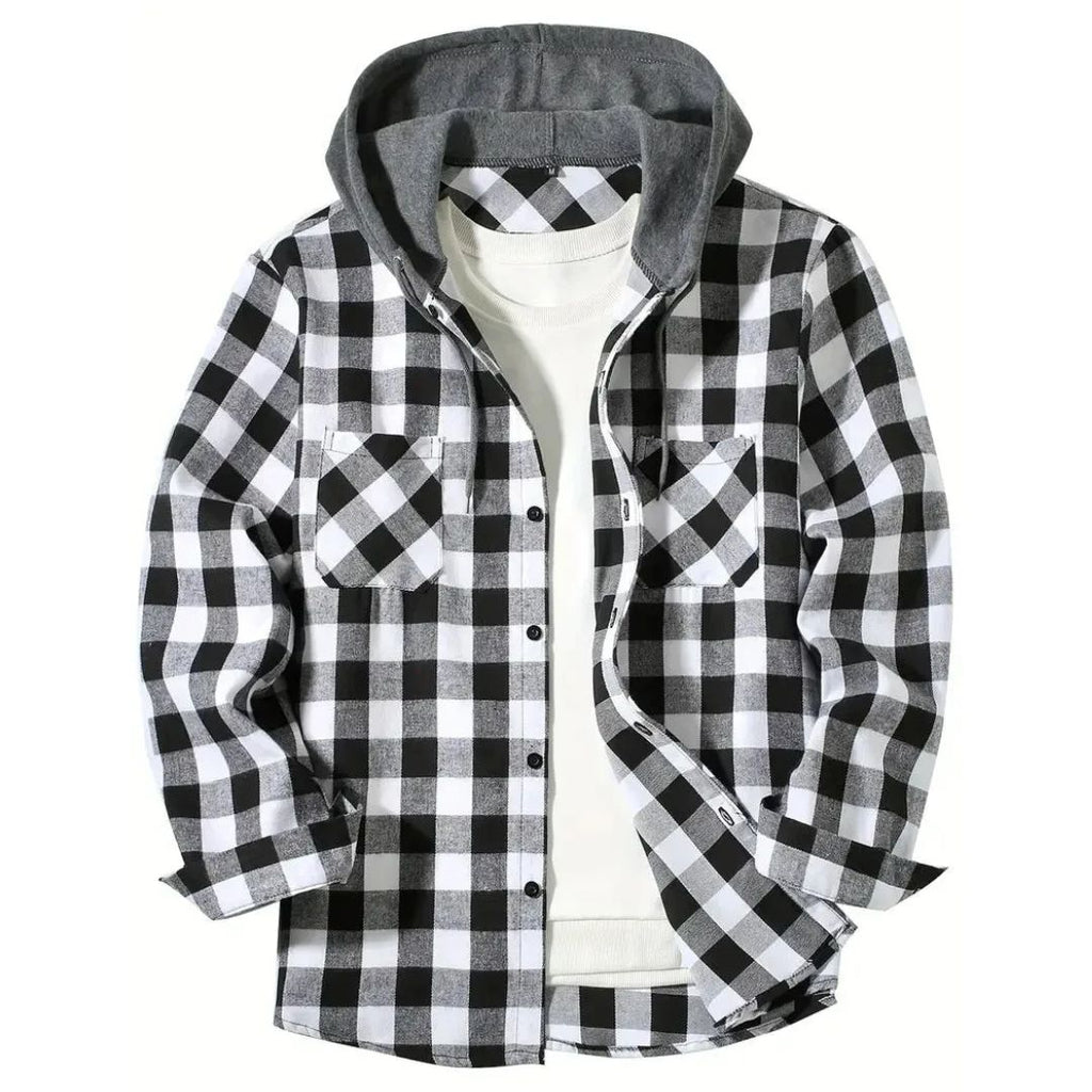 Chaqueta de cuadros con capucha para hombre, estilo casual - Foto 8