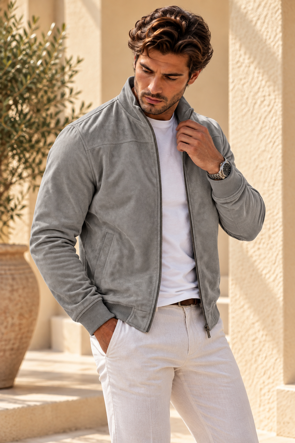 Chaqueta bomber efecto ante con puños de canalé – Sergio - Foto 1
